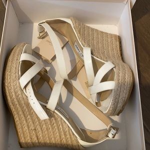 Jimmy Choo Platform espadrille/wedge -white